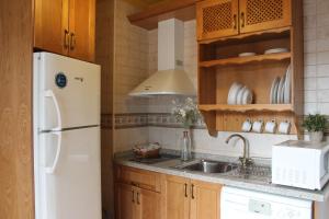 卡皮雷拉Apartamentos Rurales Rosendo: La Orquídea的厨房配有白色冰箱和水槽