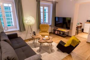 格拉茨Charming 45m2 Apartment in Heart of Graz的带沙发和电视的客厅