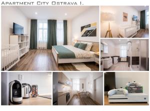 俄斯特拉发FAMILY Apartment OSTRAVA的卧室和幼儿园的照片拼合