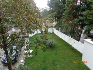 奥雷伊Porto Kairis的花园设有白色的围栏和树