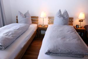 罗滕布Ultra Alpes Luitpold的两张睡床彼此相邻,位于一个房间里