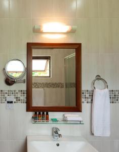 普拉兰大安塞区Stone Self Catering Apartment的一间带水槽和镜子的浴室