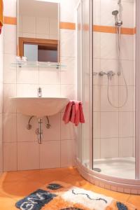 伦韦格沃德霍斯旅馆的一间带水槽和淋浴的浴室