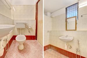 帕纳吉Vivenda Rebelo的浴室设有水槽和卫生间,两幅图片