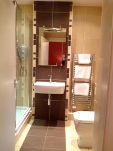 埃尔金莫拉达勒酒店的一间带水槽、卫生间和镜子的浴室