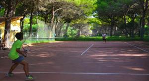 阿尔博雷阿霍尔斯会议温泉乡村度假酒店的两人在网球场打网球