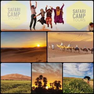 MhamidSahara Luxury Camp M'hamid的一群在沙漠骑骆驼的人的照片