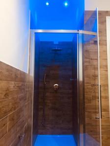 卡利亚里Bluemoon Sardinia的浴室设有蓝色灯光淋浴。