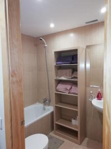 坎弗兰克埃斯塔西翁Apartamento Viman的浴室配有卫生间、浴缸和水槽。