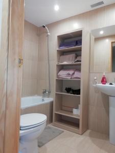 坎弗兰克埃斯塔西翁Apartamento Viman的浴室配有卫生间、盥洗盆和浴缸。