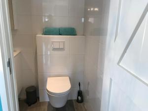 赞德沃特Mikasabeach的一间小浴室,内有白色的厕所
