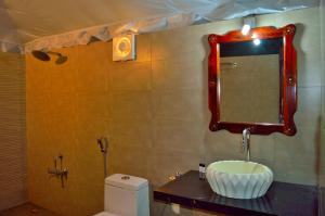 BeraThour Nature Resort - Jawai Leopard Safari Camp的浴室设有水槽和墙上的镜子