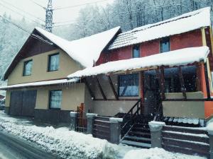 卡夫尼克Casa Savianu Cavnic的屋顶上积雪的房子