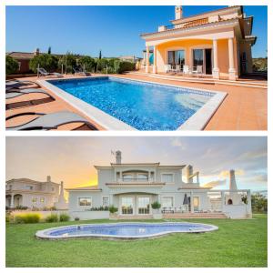 马林堡Villas @ Quinta do Vale Golfe的两幅房子和游泳池的照片