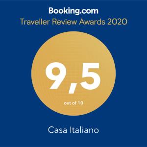 罗马Casa Italiano - BestBnB Garbatella的黄色圆圈,有9个数字,文字旅行评论奖