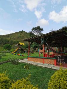 萨兰托Finca La Playa Ecohotel - Experiencia Campestre -的一座公园,公园内设有一个小山的游乐场