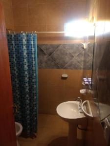 拉里奥哈Hotel Las Moras的一间带水槽和淋浴的浴室