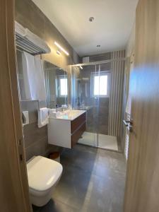 阿玛考德佩拉VILLA L'ESTAQUE的浴室配有卫生间、盥洗盆和淋浴。