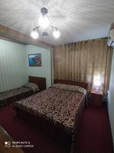 塔什干银色宾馆的酒店客房设有床和窗户。