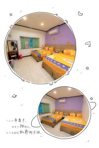 小琉球岛小琉球琉恋民宿的两张带两张床的房间的照片