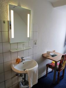 汉诺威弗劳拉酒店的一间带水槽和镜子的浴室
