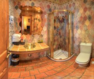 格劳斯Hotel Boutique Bodegas De Arnes - Adults Only的带淋浴、盥洗盆和卫生间的浴室