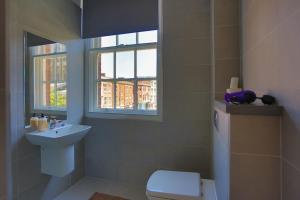 谢菲尔德太空萨韦尔公寓的一间带水槽和卫生间的浴室以及窗户。