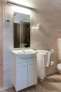 阿尔梅勒B&B LANGENBERG - DAVID HUMEWEG 9 - 1349 DA - ALMERE OOSTERWOLD -的浴室设有白色水槽和镜子