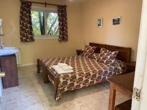 埃尔卡拉法特Hostel Los Pioneros的一间卧室配有床和水槽