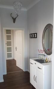 凯撒斯劳滕Bismarck-Apartment的浴室设有白色水槽和镜子