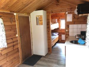 维辛瑟维辛瑟斯图戈纳山林小屋的小屋内的厨房配有冰箱和水槽