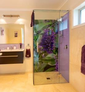 Cheviot罗宾汉乡间别墅的带淋浴的浴室和玻璃门