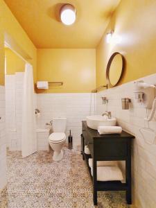 阿尔杰什河畔库尔泰亚Tourist B&C的浴室配有盥洗池、卫生间和镜子。