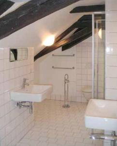 萨尔茨堡Sishaus - View at Mozarts的一间带水槽和卫生间的浴室