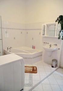 卡罗维发利7K - 温泉公寓的白色的浴室设有水槽和卫生间。