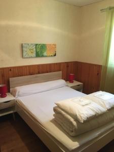 阿拉纽埃Gîte Espace et Montagne的一间卧室配有两张带白色床单的床