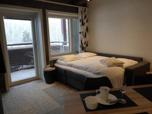 鲁卡RukaValley Unique47 Ski In - Ski Out的一间小卧室,配有床和窗户