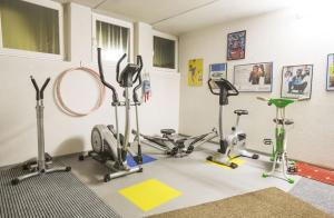 沃兰裴森克夫勒酒店的健身房,室内配有几辆健身自行车