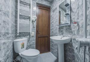 梅斯蒂亚Hotel panorama svaneti的一间带卫生间和水槽的浴室
