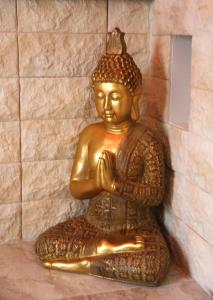 里米尼Luxury Suite的坐在地板上的佛陀金雕像