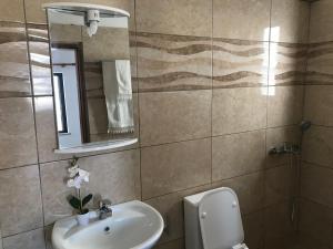 科斯镇尼塔萨酒店的一间带水槽、卫生间和镜子的浴室
