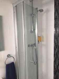 伯恩茅斯特里戈霍姆酒店的浴室里设有玻璃门淋浴