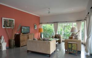TemukusVilla Paradise Lovina的带沙发和电视的客厅