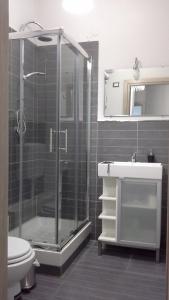 巴勒莫阿玛瑞58号住宿加早餐旅馆的带淋浴、卫生间和盥洗盆的浴室