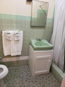 夏洛特阿马利亚中城宾馆的一间带水槽、卫生间和镜子的浴室