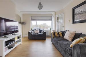 斯坦维尔Modern 4 bedroom house in Heathrow, London的带沙发和电视的客厅