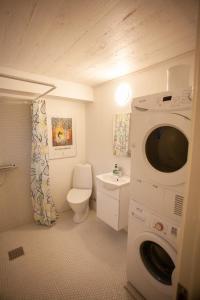 托尔斯港Tórshavn Apartment - In The Center的一间带洗衣机和卫生间的浴室