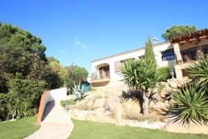 卡隆赫Club Villamar - Senona的一座带棕榈树花园和房子的房子