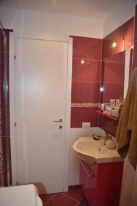 罗马卡萨瓦肯泽索罗伊露娜公寓的浴室设有白色门和水槽