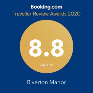 逊邱伦Riverton Manor的黄色圆圈,带文本旅行审查奖